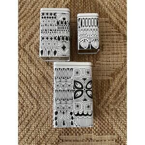 Set of 3 Ikea Black/White Scandi pattern Canisters nesting